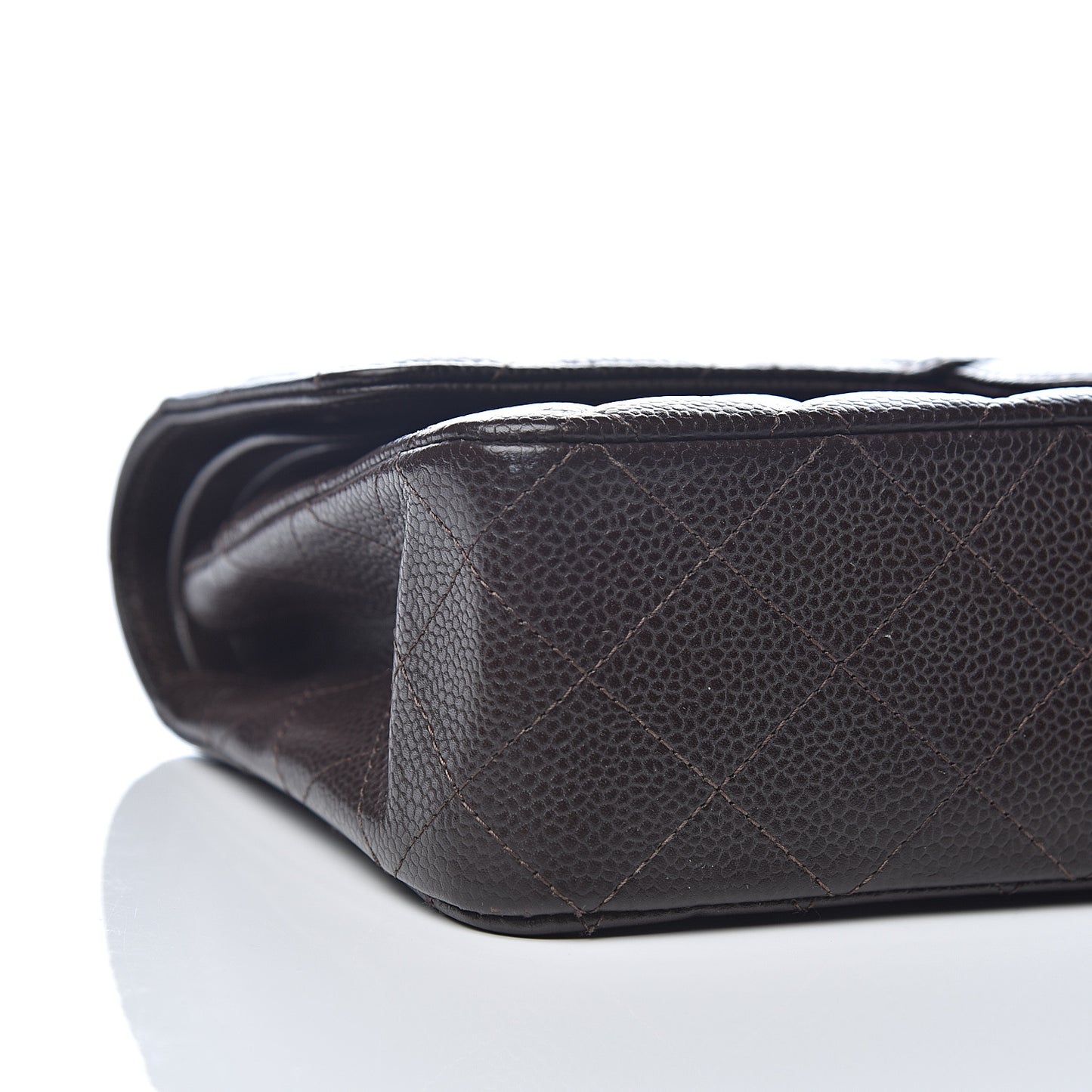 Caviar Quilted Medium Double Flap Brown