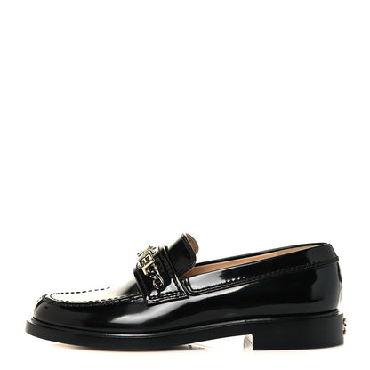 Chanel Shiny Calfskin Logo Loafers 37 Black 1 of 10