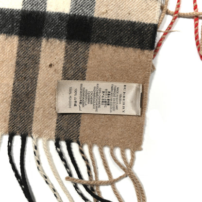 Burberry Cashmere Giant Check Fringe Scarf Archive Beige 3 of 3