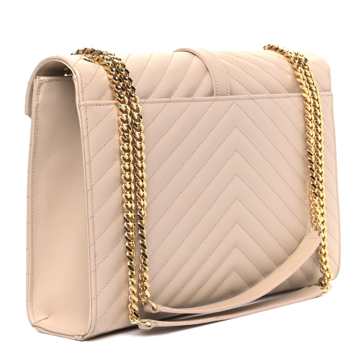 Saint Laurent Grain De Poudre Matelasse Chevron Large Monogram Satchel Nude Powder 2 of 7