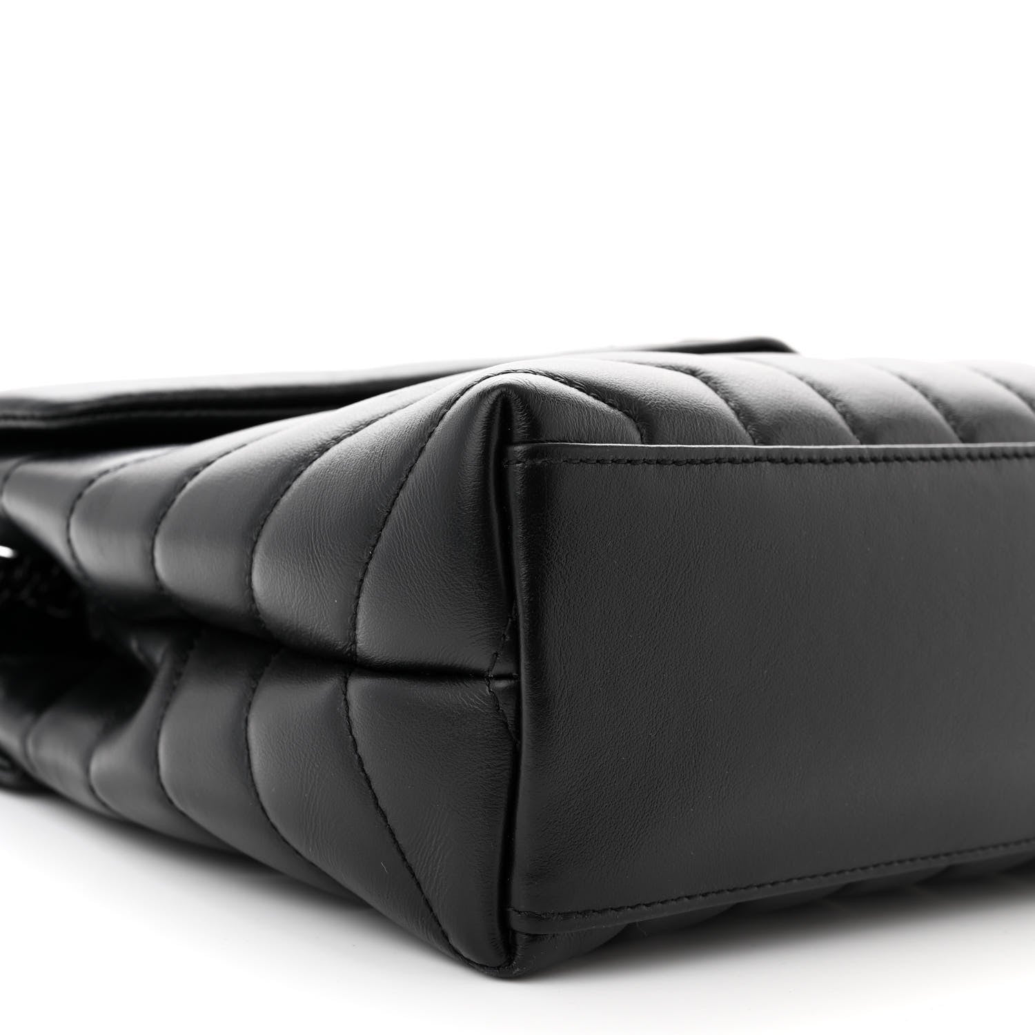 Saint Laurent Calfskin Y Quilted Monogram Monochrome Small Loulou Chain Satchel Black 9 of 10