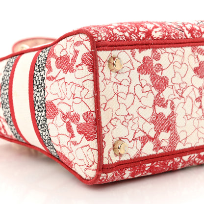 Christian Dior Canvas Embroidered Medium Dioramour D-Royaume Lady D-Lite Red Multicolor 9 of 13