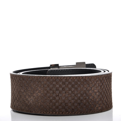 Louis Vuitton Suede Calfskin Mini Damier 40mm LV Initiales Belt 85 34 Moka 3 of 9