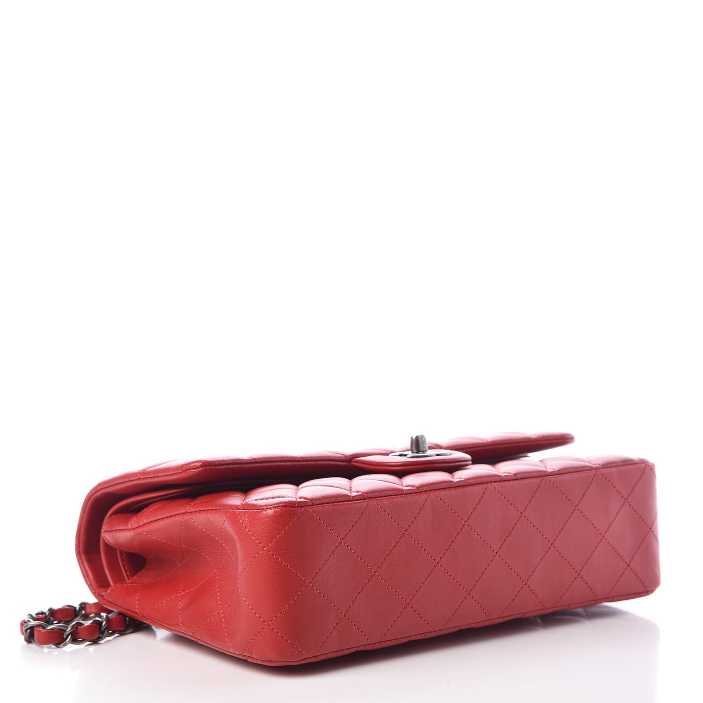 Lambskin Quilted Medium Double Flap Red
