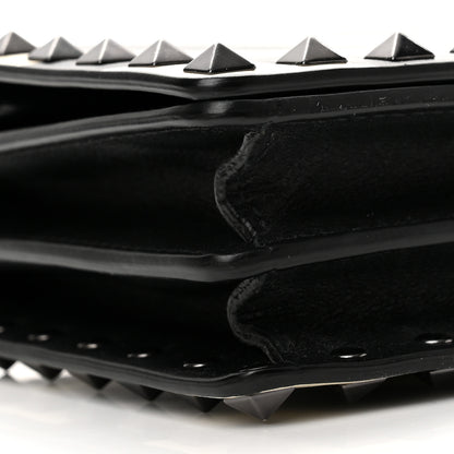 Valentino Garavani Vitello Chevron Rockstud Wallet on Chain Light Ivory Black 9 of 10