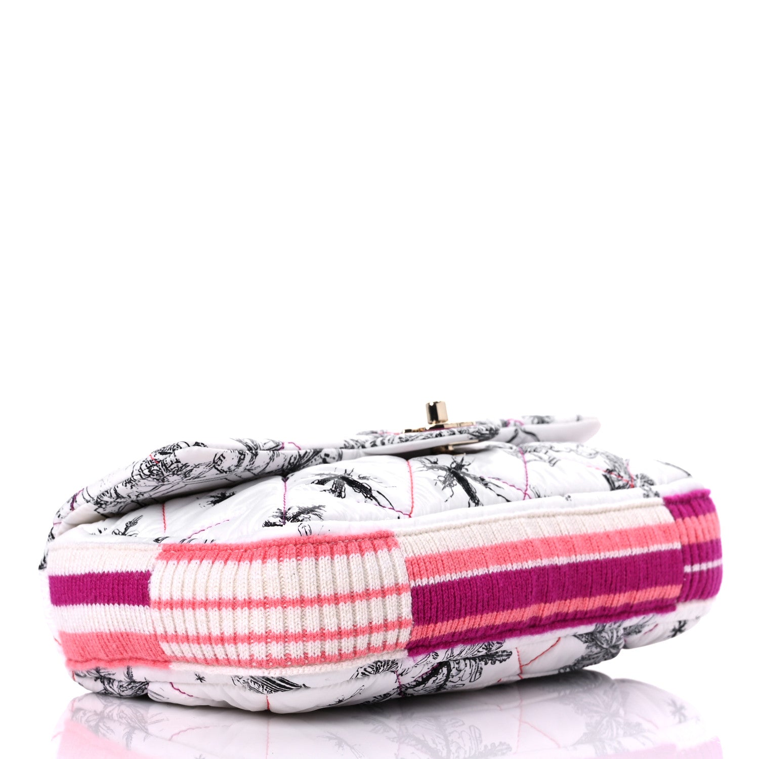 Chanel Nylon Knit Coco Neige Snowflake Small Flap White Pink 4 of 11
