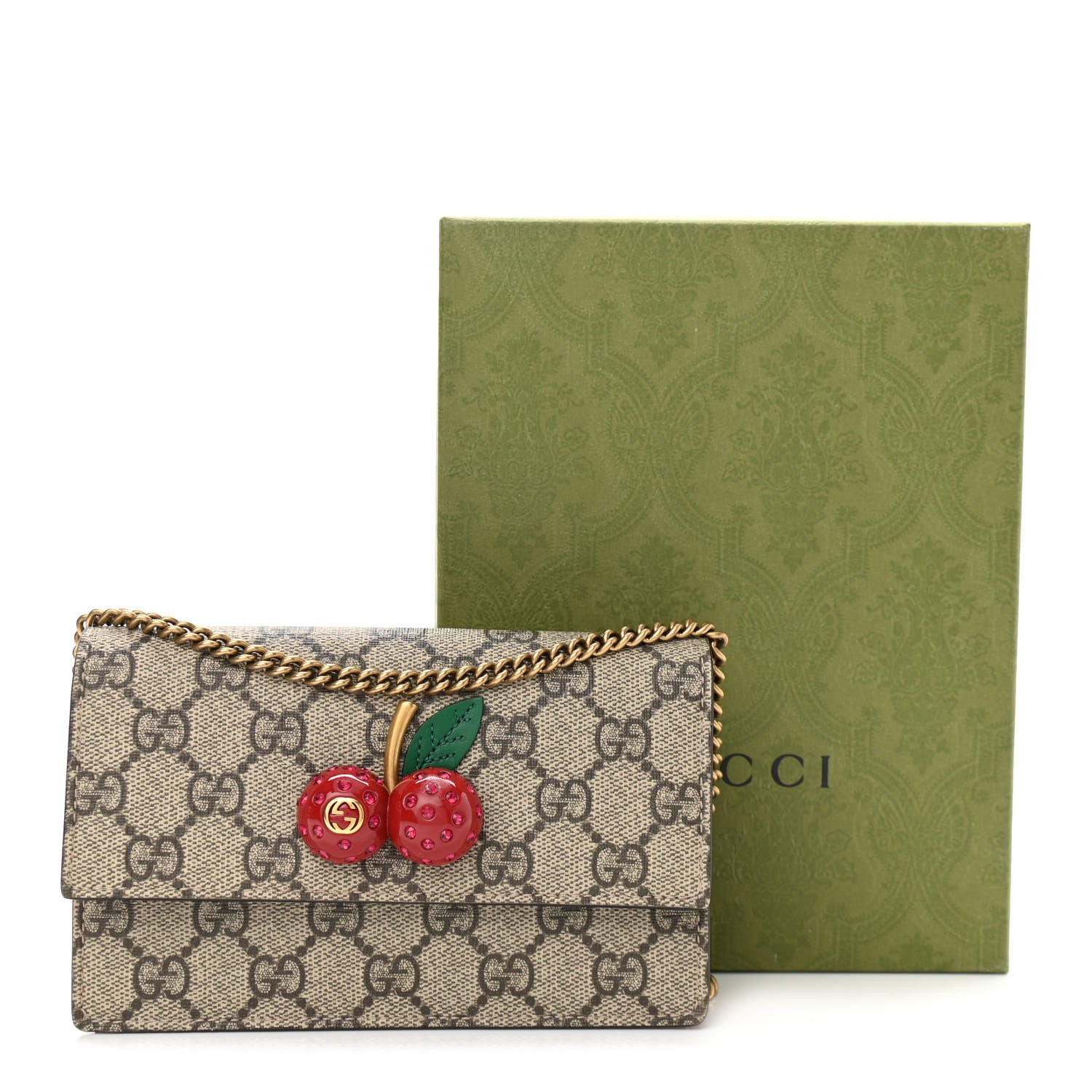 Gucci GG Supreme Monogram Mini Cherry Chain Bag 12 of 12