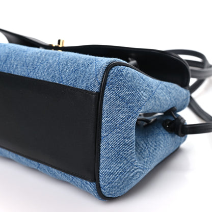 Chanel Calfskin Denim Stitched Urban Essentials Small Shopping Bag Blue Black 10 of 11