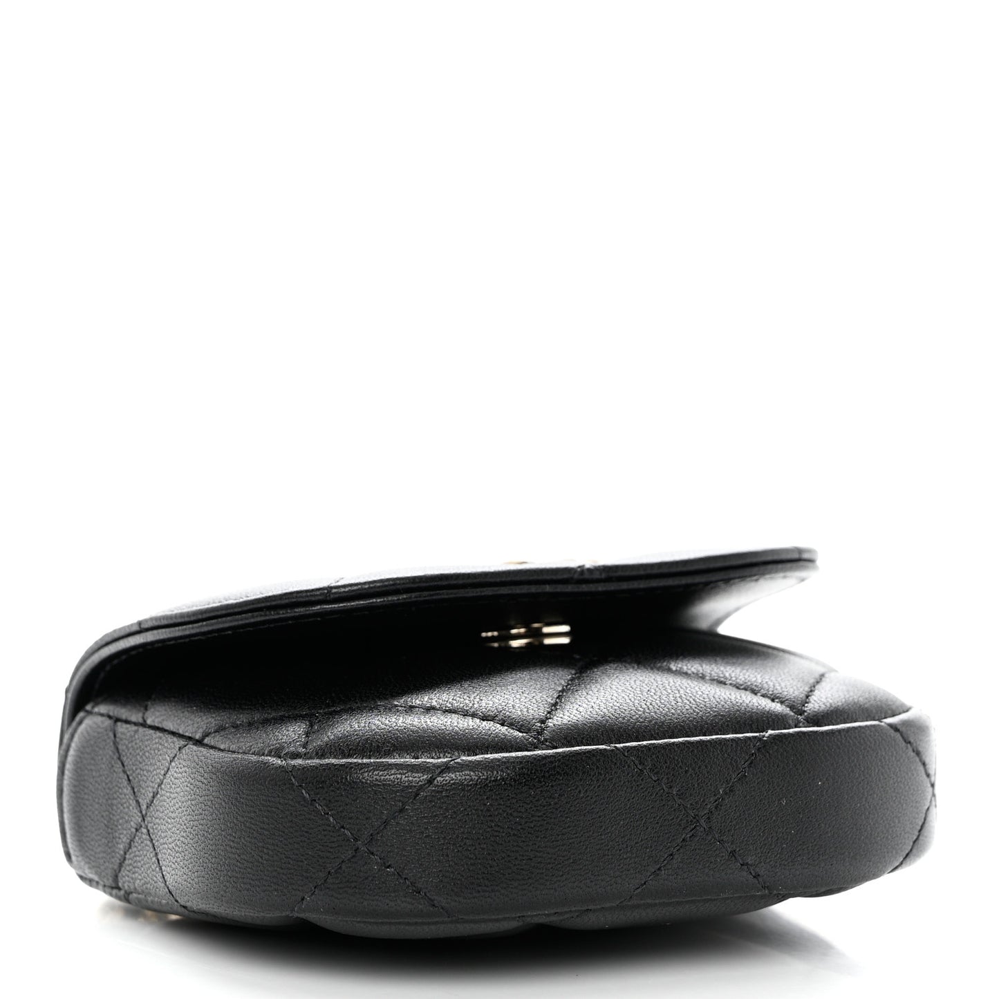 Lambskin Quilted Pearl Top Handle Clutch With Chain Black