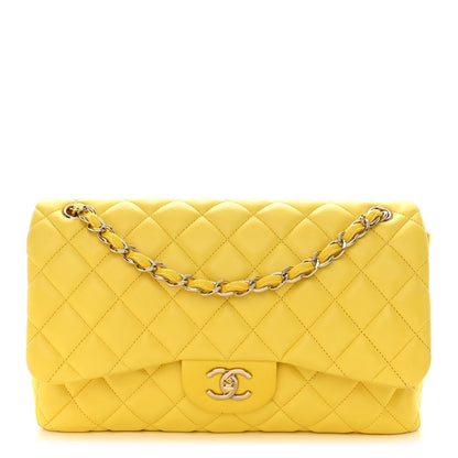 Chanel Lambskin Quilted Jumbo Double Flap Yellow 1 of 11