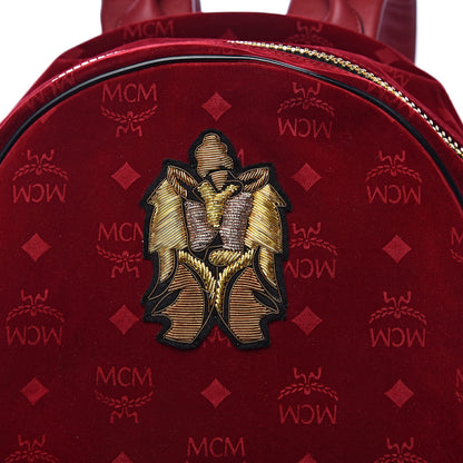 MCM Velvet Monogram Medium Stark Insignia Backpack Ruby Red 11 of 11