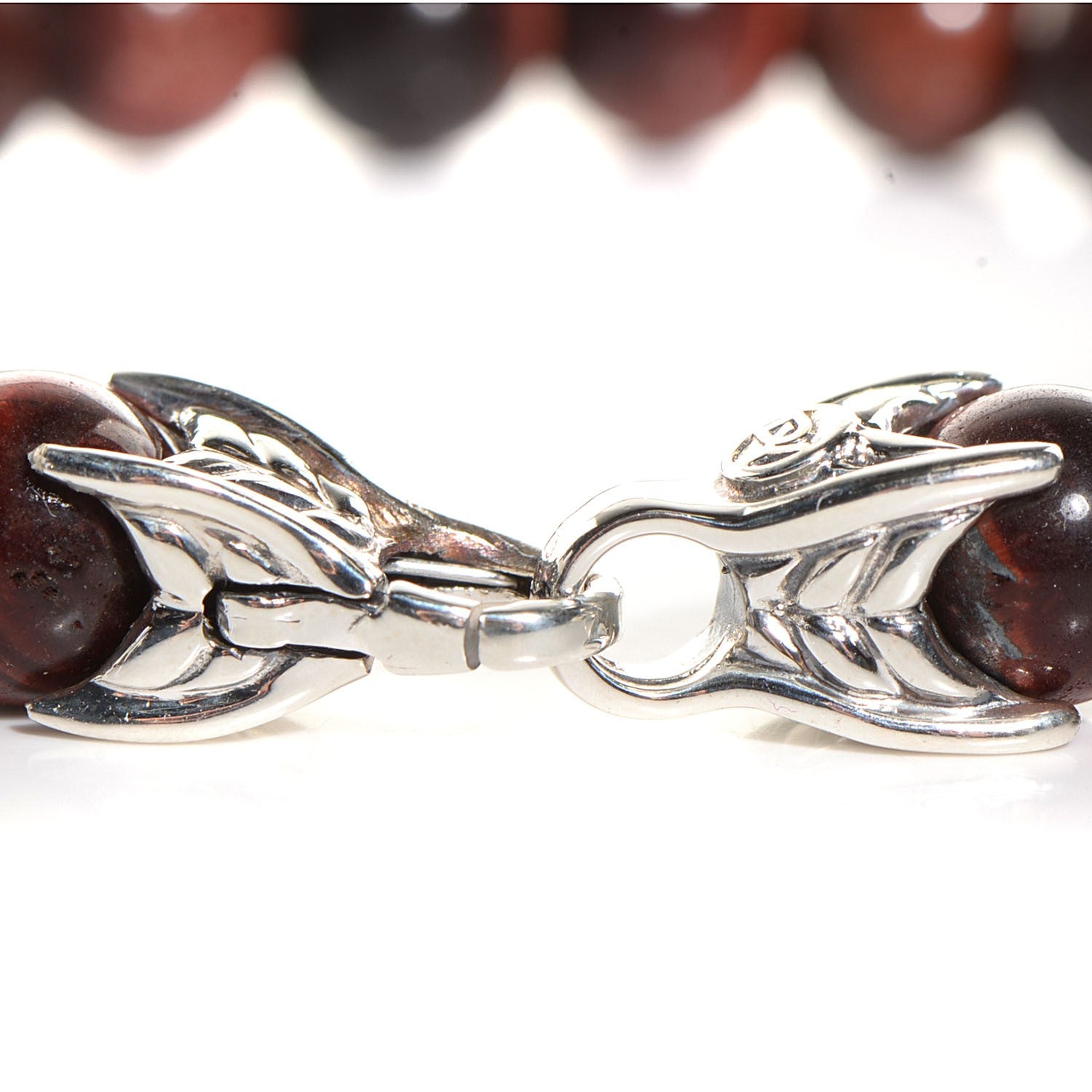 David Yurman Sterling Silver Red Tiger Eye 8mm Spiritual Beads Bracelet 3 of 6
