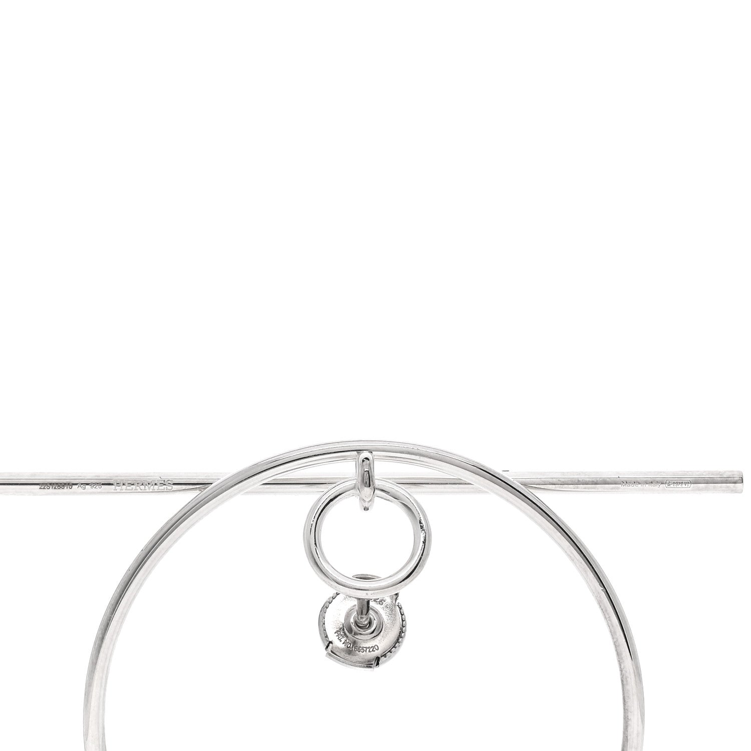 Hermes Sterling Silver MM Loop Earrings 4 of 4
