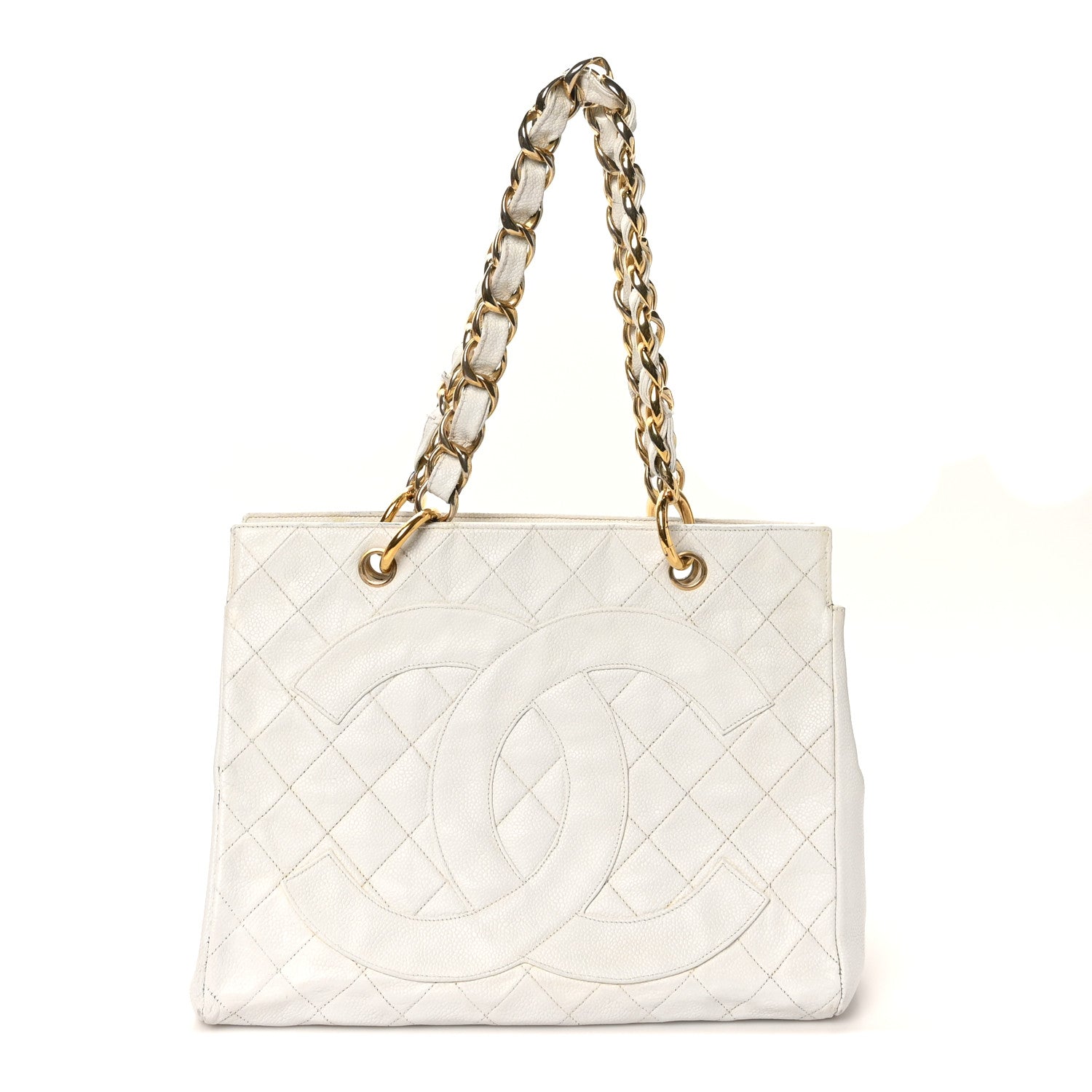 Chanel Caviar Quilted Timeless CC Shopping Tote White 1 of 12