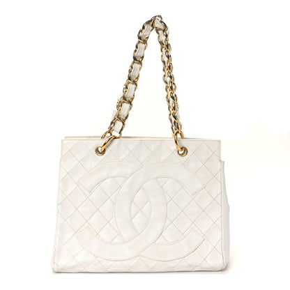 Chanel Caviar Quilted Timeless CC Shopping Tote White 1 of 12