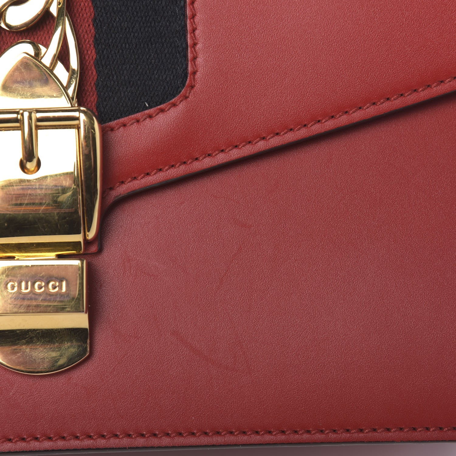 Gucci Calfskin Small Sylvie Shoulder Bag Hibiscus Red 13 of 17