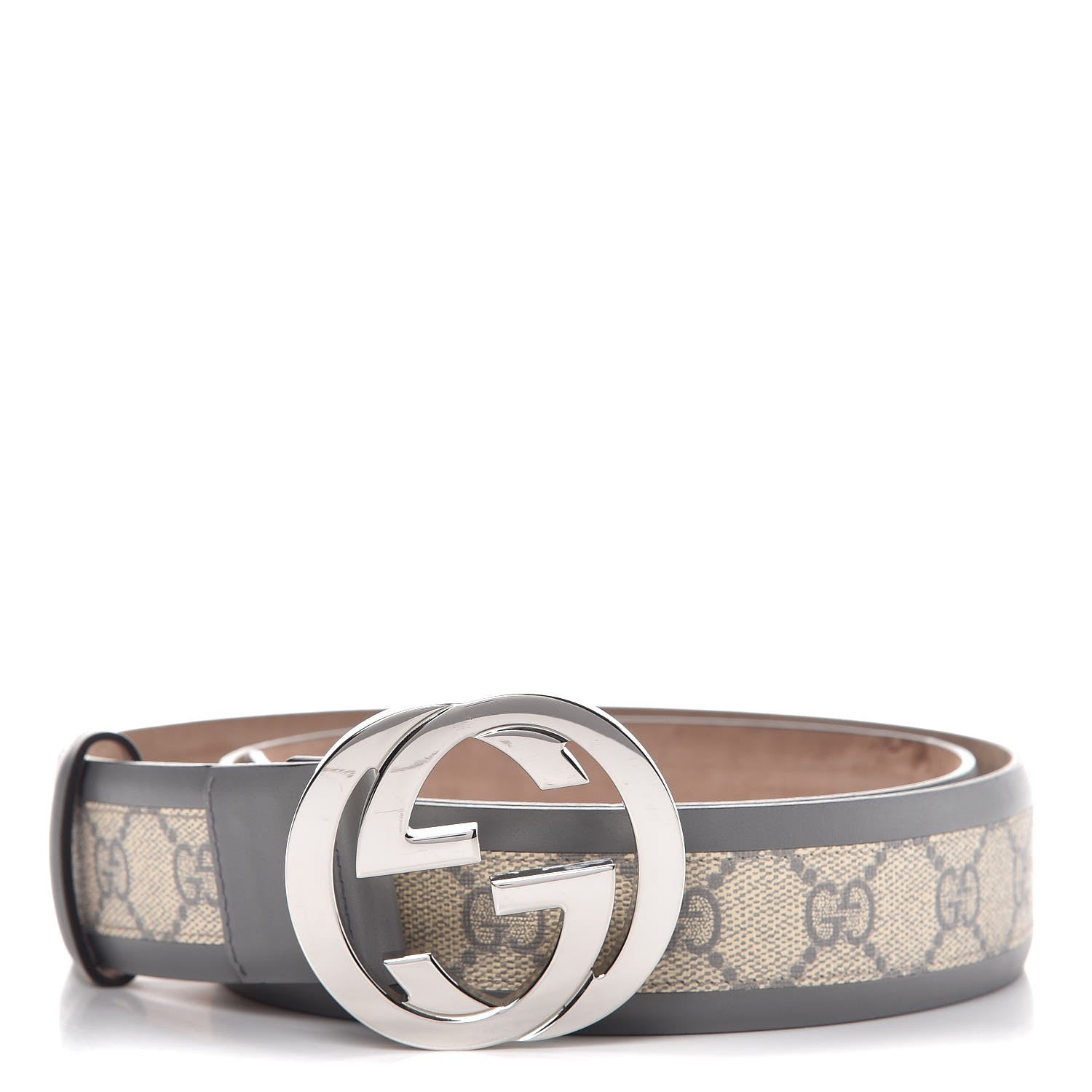 Gucci GG Supreme Monogram Selleria Interlocking G 40mm Belt 100 40 Ecru Grigio 1 of 7