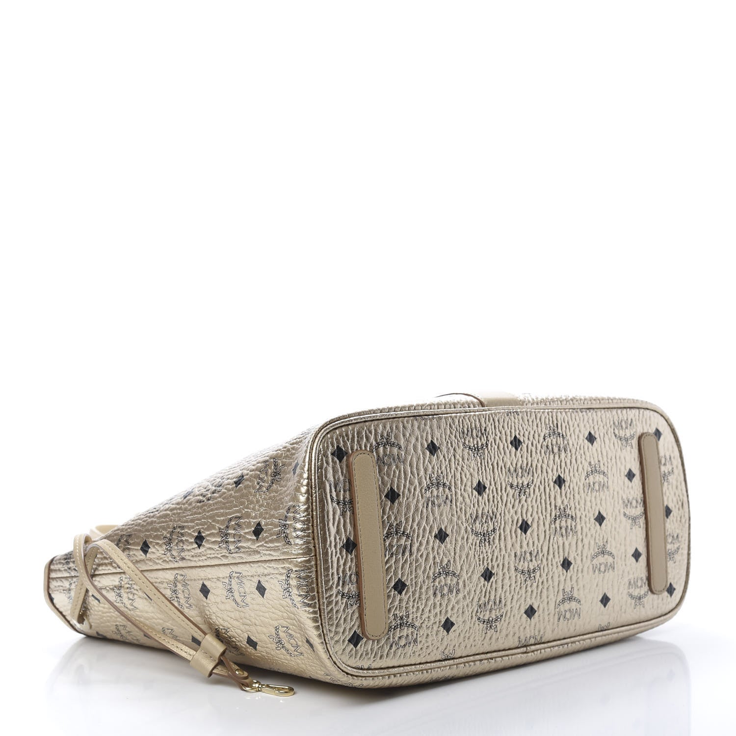 MCM Metallic Visetos Medium Liz Reversible Shopper Tote Gold 6 of 14