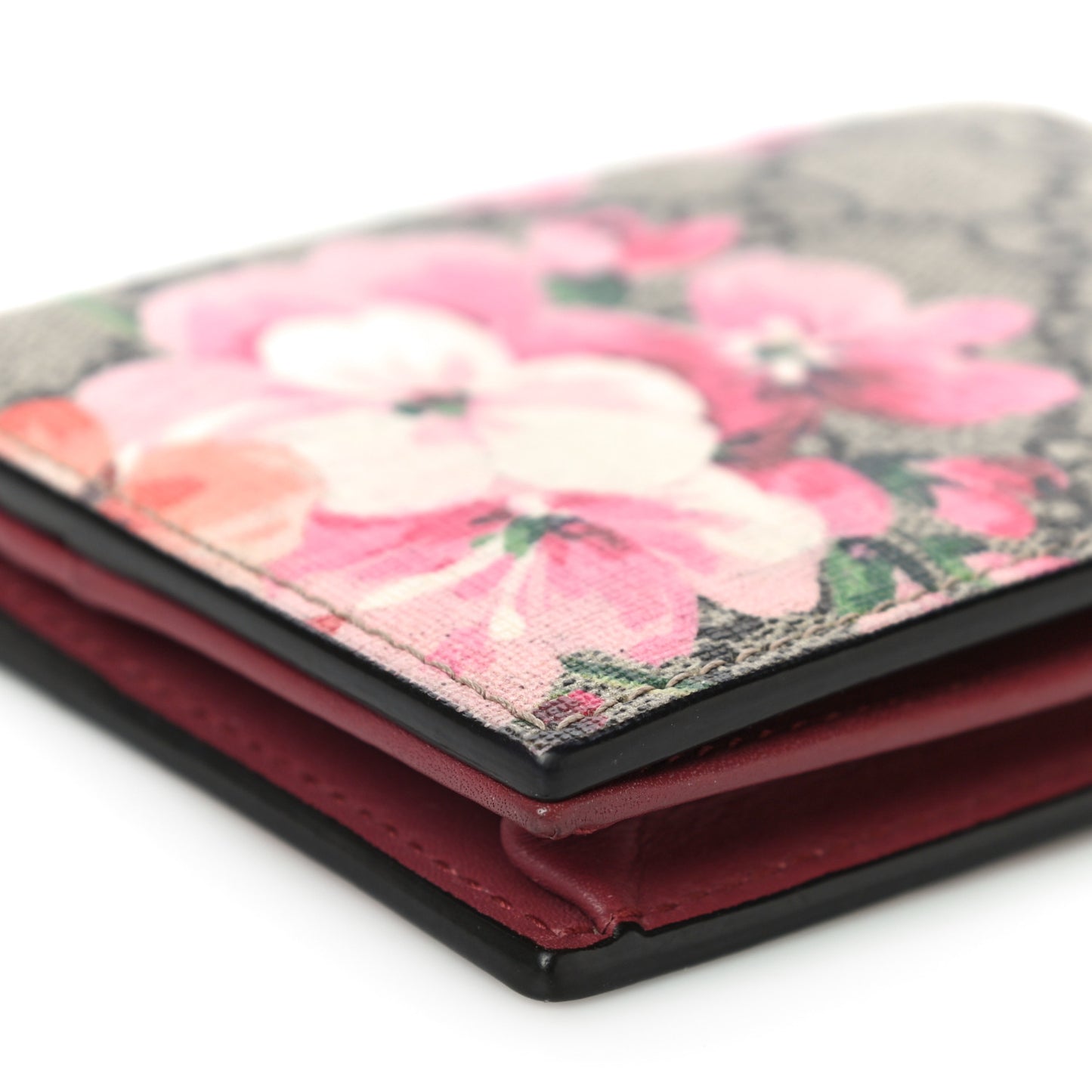 GG Supreme Monogram Blooms Card Case Beige Multicolor Dry Rose