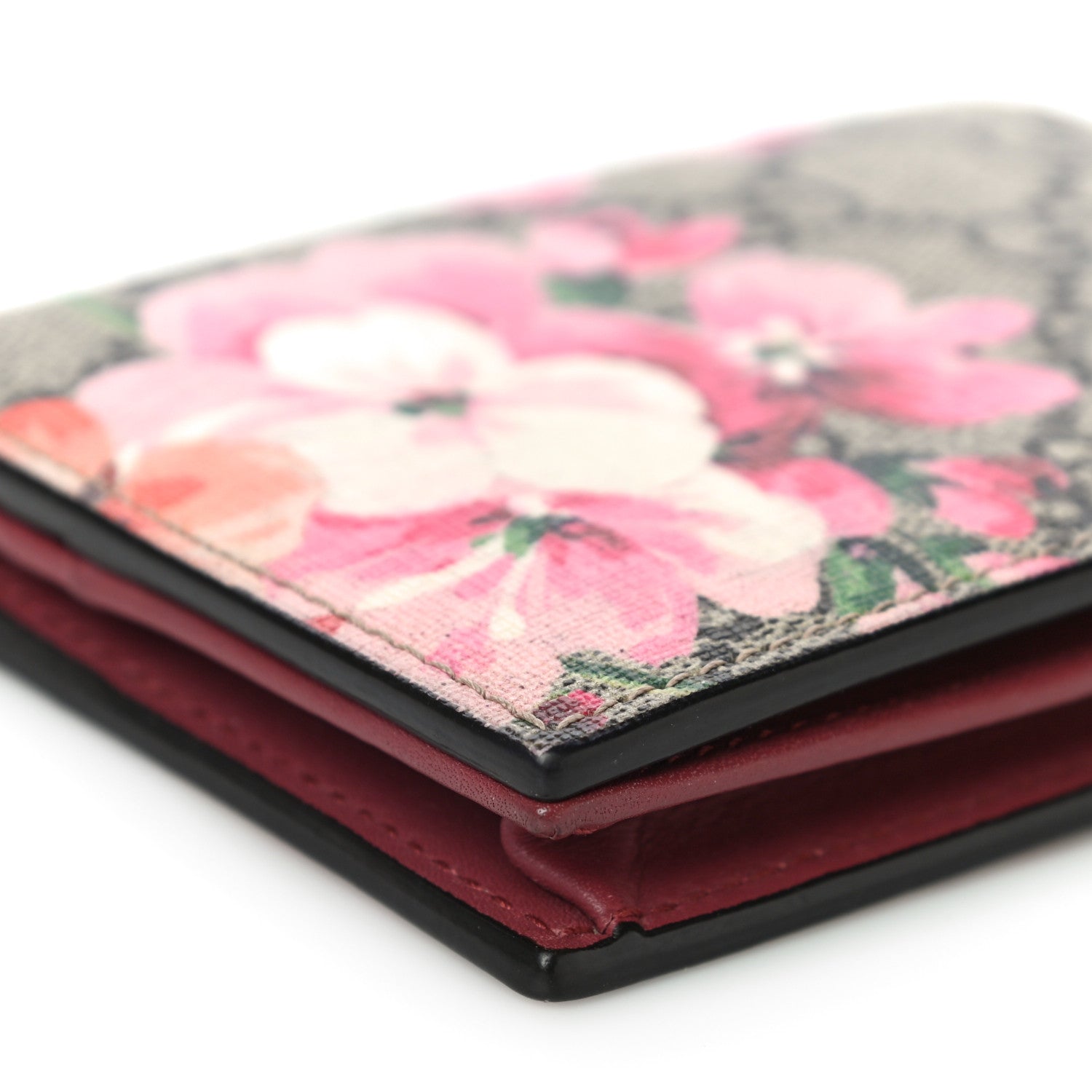 Gucci GG Supreme Monogram Blooms Card Case Beige Multicolor Dry Rose 8 of 13