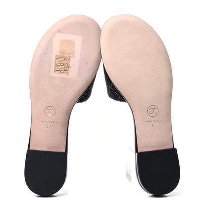 Chanel Pearl Embroidery CC Mules 37 Black 7 of 10