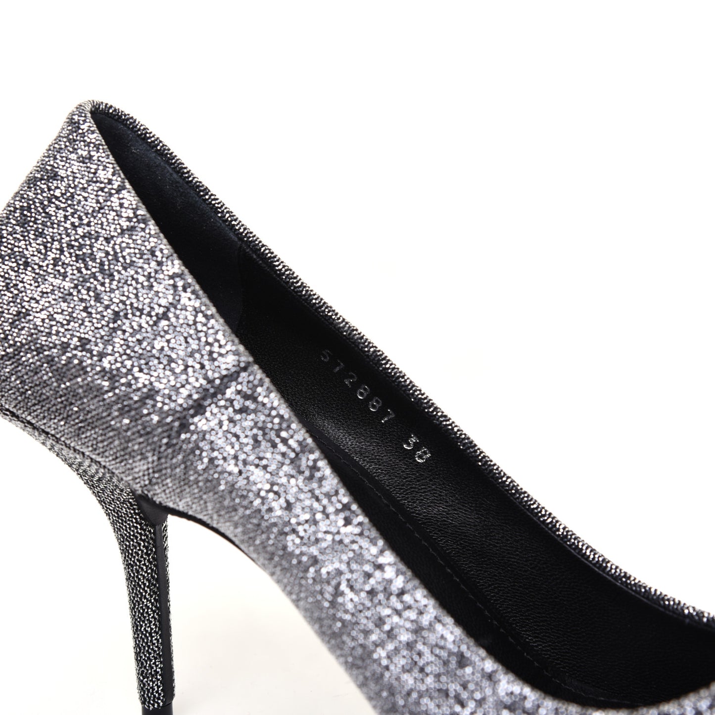 Shiny Fabric Square Knife 80mm Pumps 38 Silver