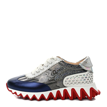 Christian Louboutin Laminated Nappa Calfskin Disco Queen Womens Loubishark Sneakers 37.5 Multicolor 1 of 9