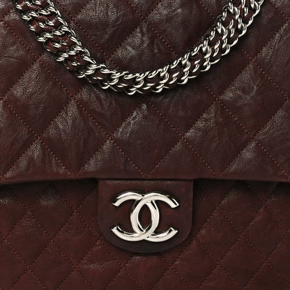 Chanel Washed Lambskin Quilted Chain Around Maxi Flap Dark Brown 7 of 10