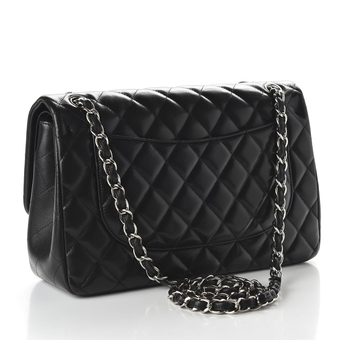 Lambskin Quilted Jumbo Double Flap Black