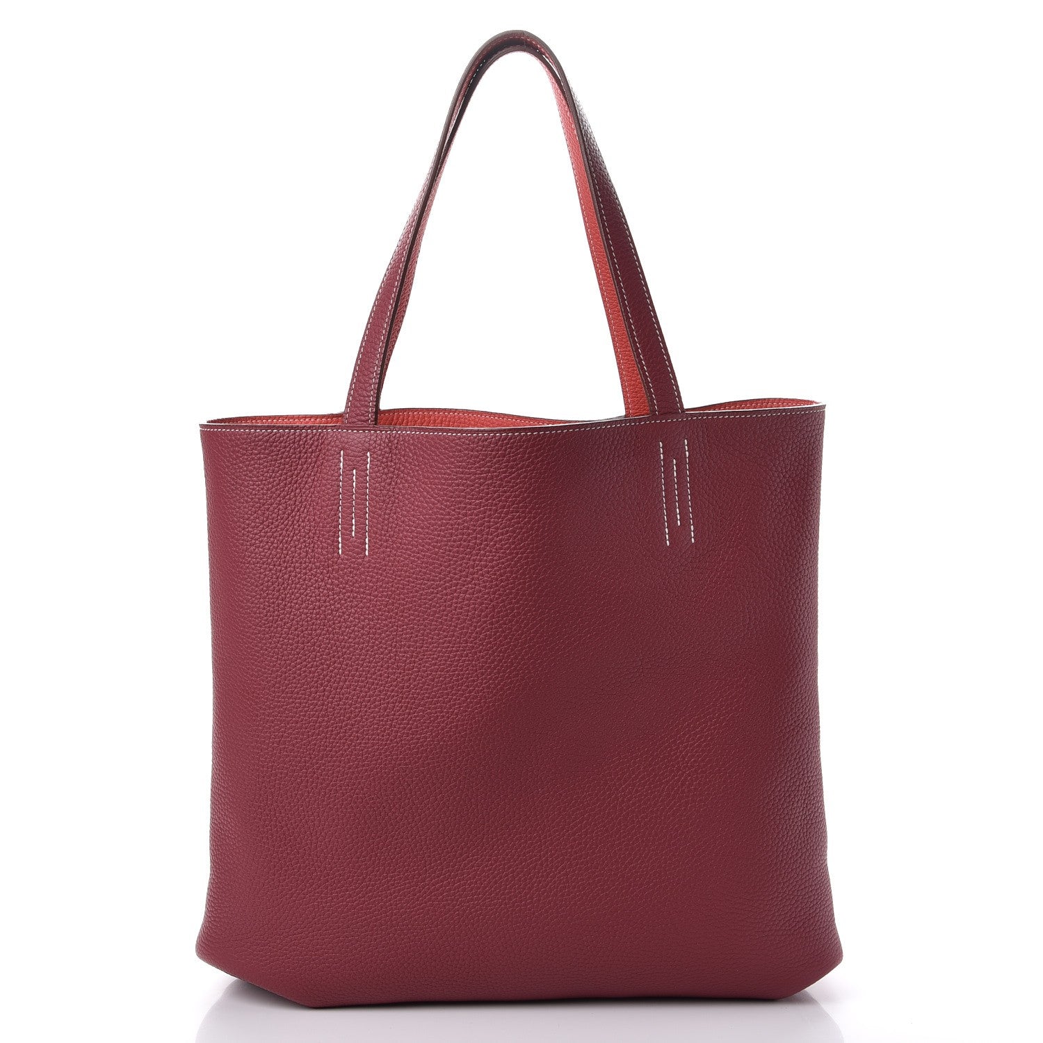 Hermes Taurillon Clemence Double Sens 45 Reversible Tote Rubis Bougainvillea 6 of 11