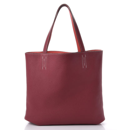 Hermes Taurillon Clemence Double Sens 45 Reversible Tote Rubis Bougainvillea 6 of 11