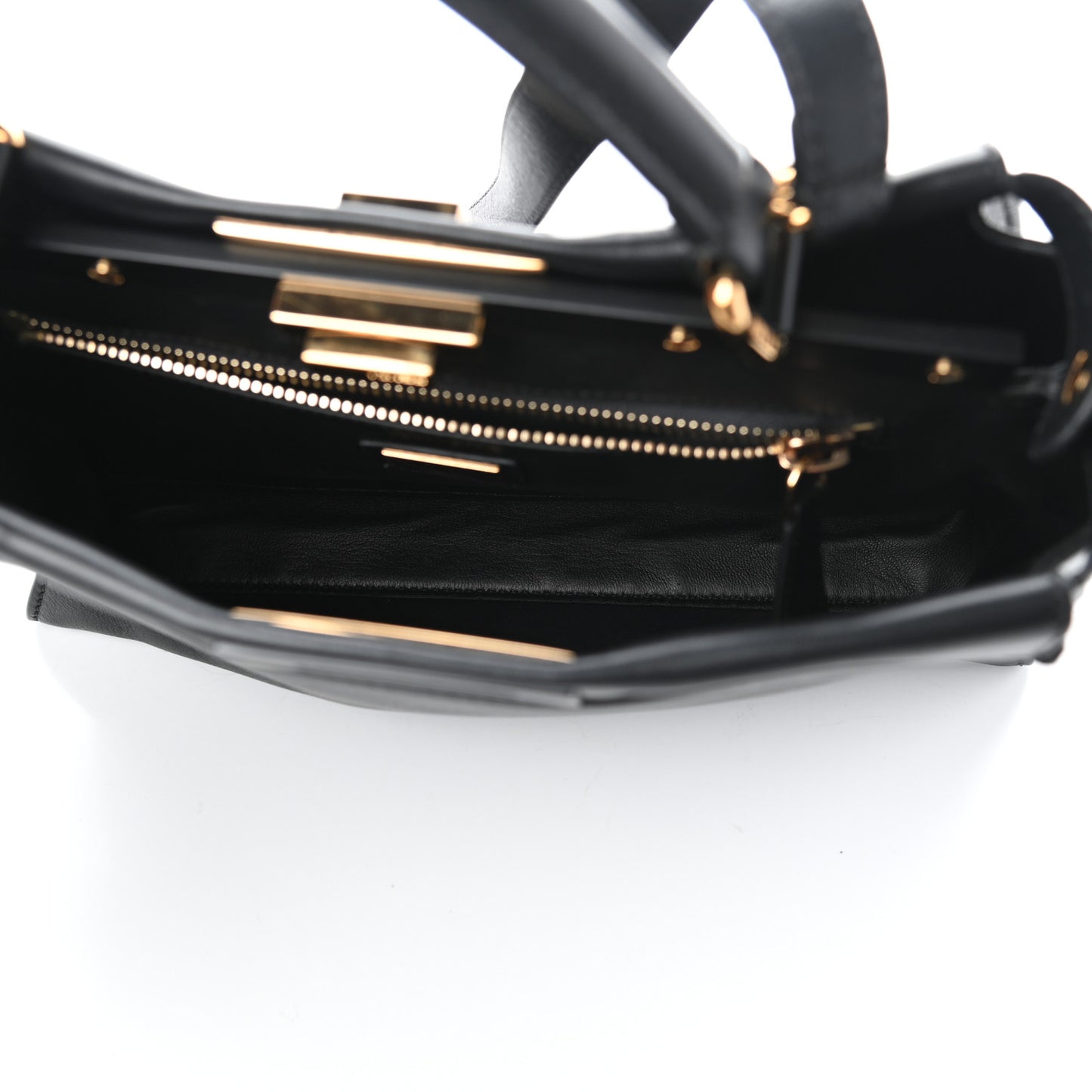 Vitello Seta Shiny Nappa Medium Peekaboo Iconic Satchel Black