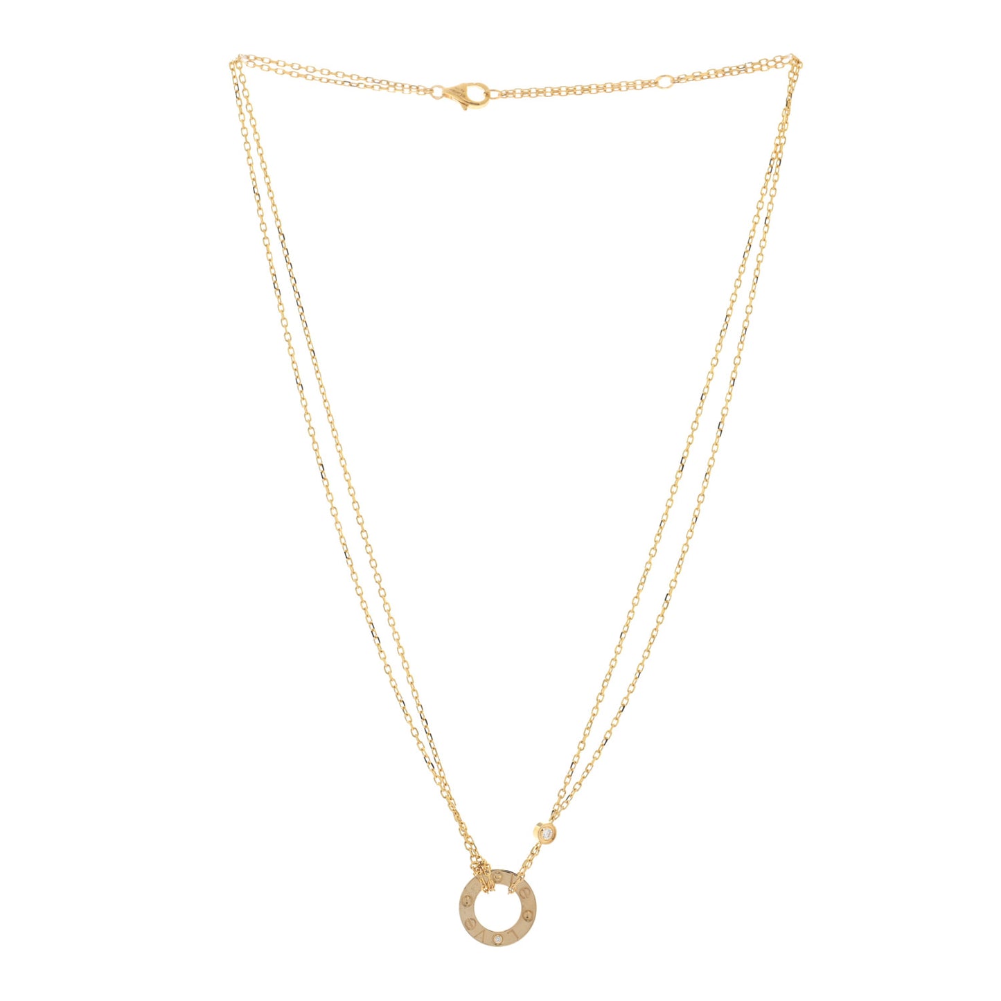 18K Yellow Gold 2 Diamond LOVE Necklace