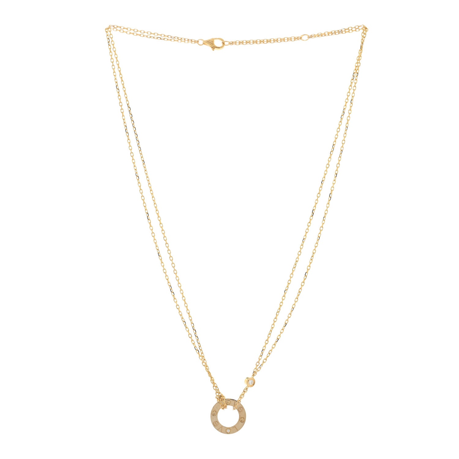 Cartier 18K Yellow Gold 2 Diamond LOVE Necklace 3 of 5