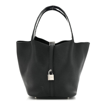 Hermes Taurillon Clemence Matte Alligator Picotin Lock Touch 22 MM Black 1 of 12
