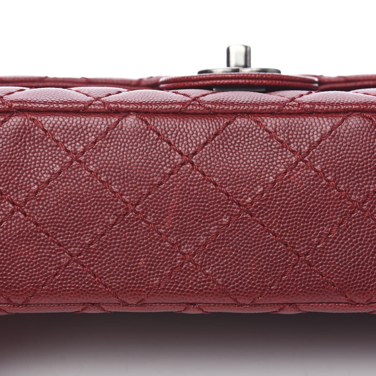 Caviar Quilted Medium Double Flap Dark Red