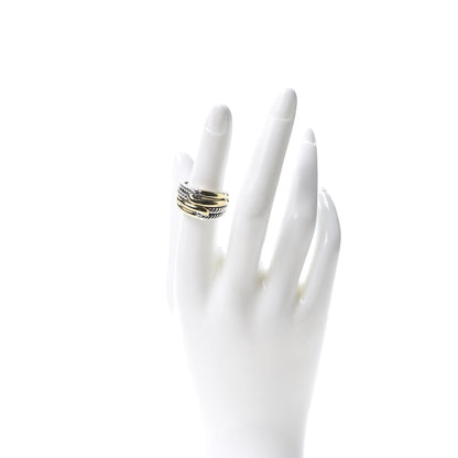 David Yurman Sterling Silver Yellow Gold Double Loop Labyrinth Ring 51 5.75 2 of 4