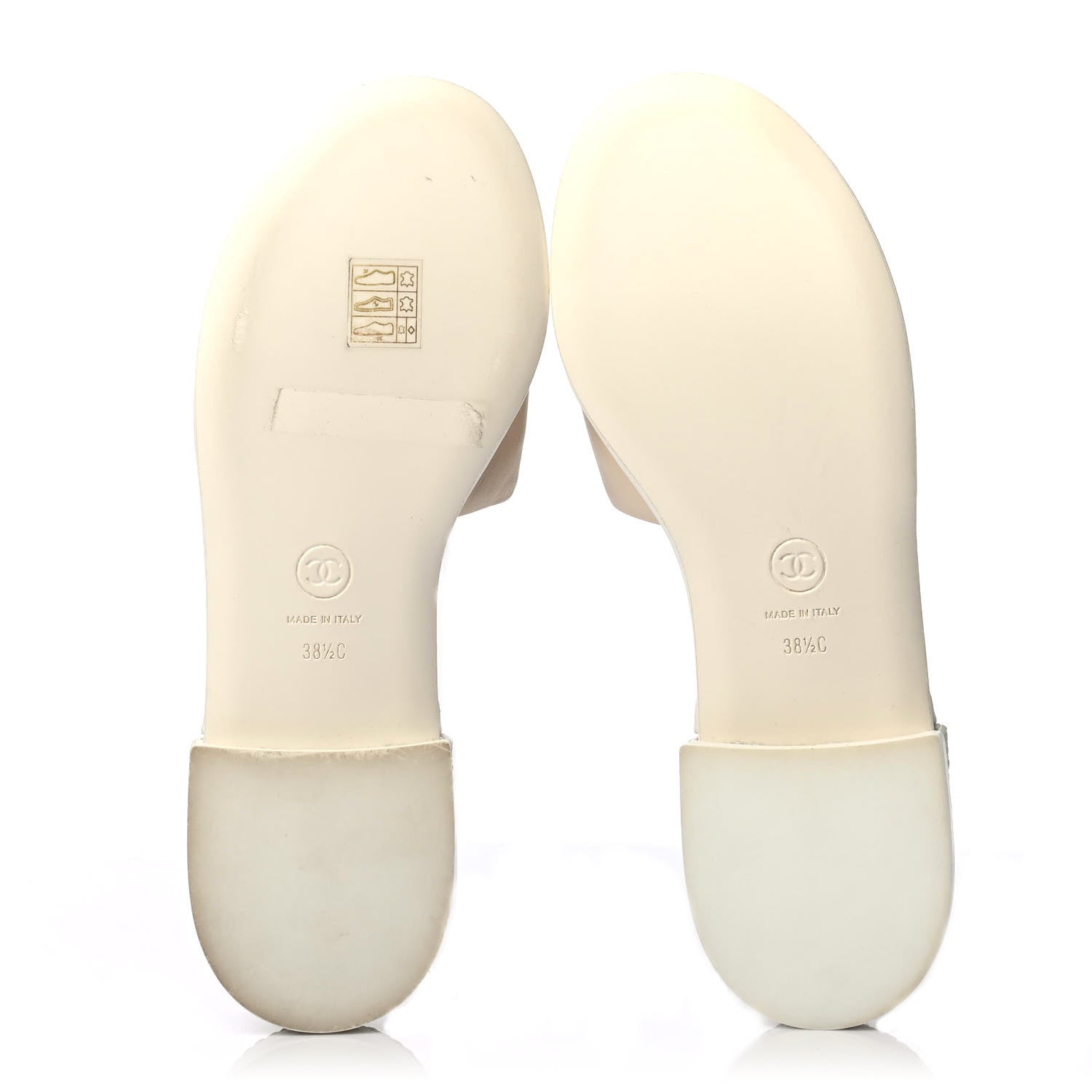 Chanel Lambskin CC Mules 38.5 Light Beige White 4 of 4
