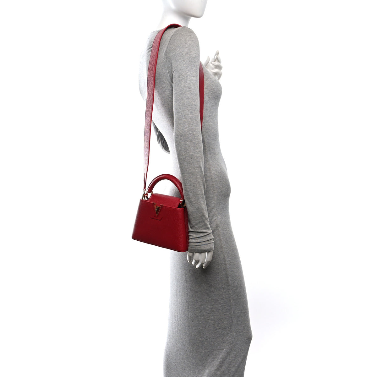 Louis Vuitton Taurillon Mini Capucines Scarlet 2 of 9