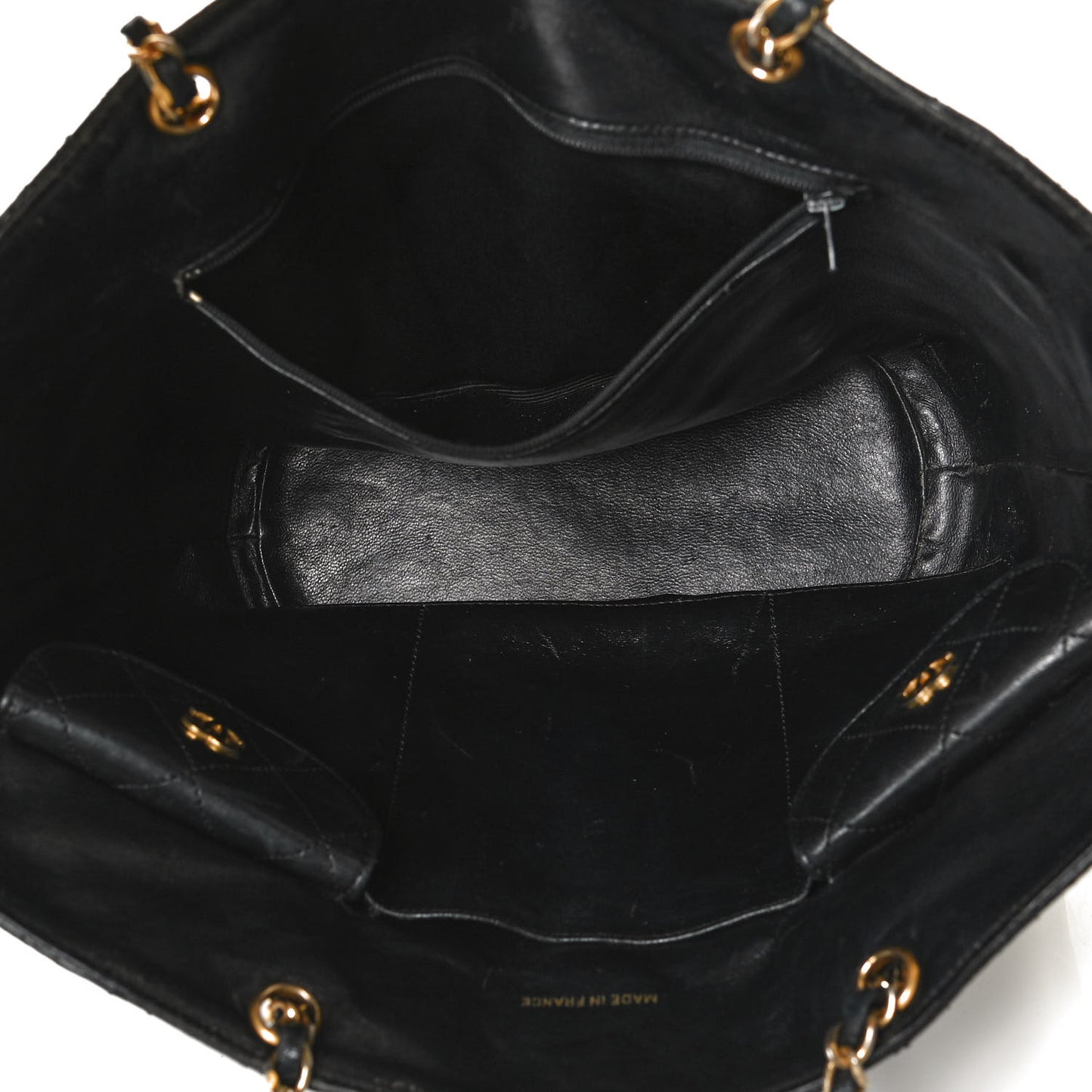 Lambskin Quilted Shopper Tote Black