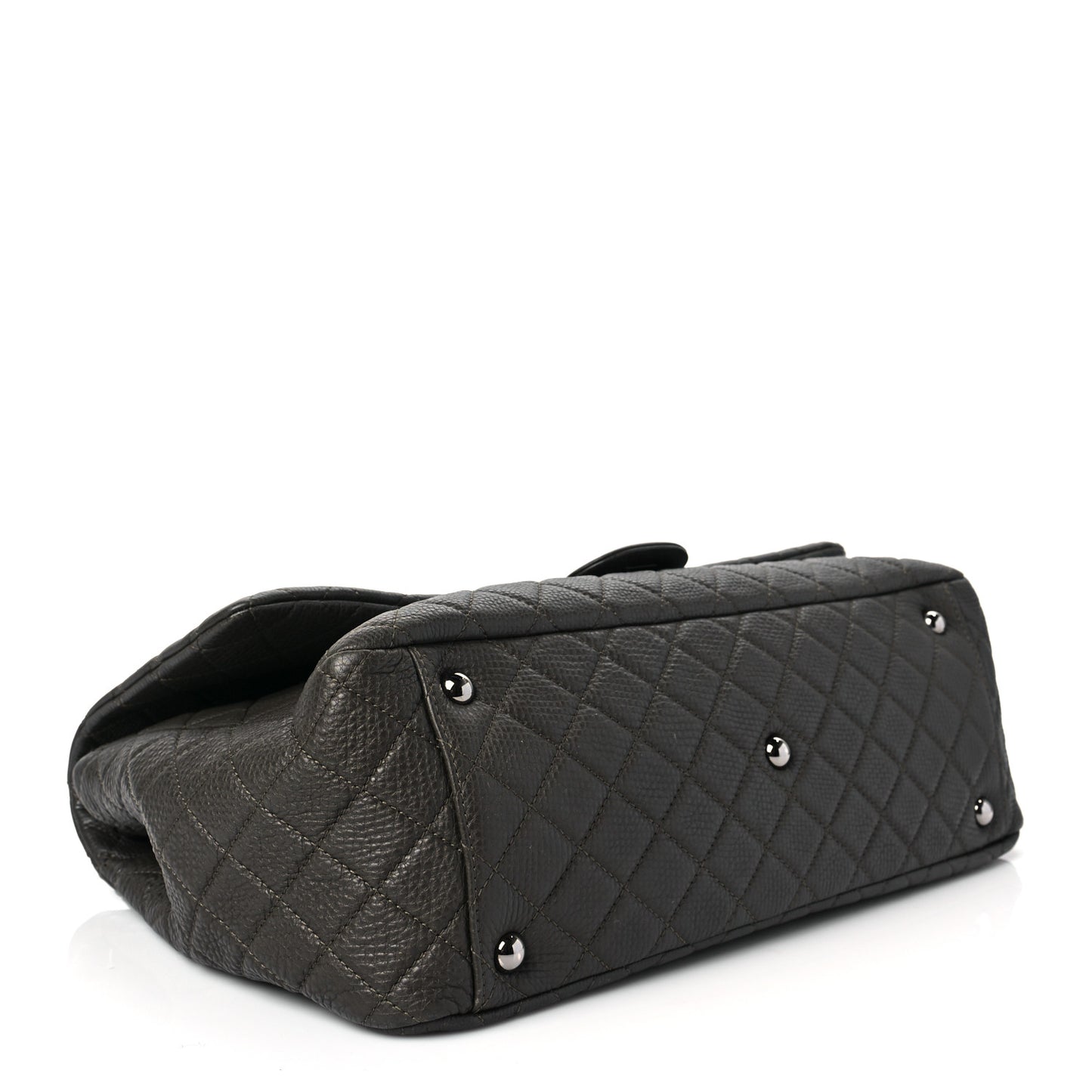 Calfskin Quilted XXL Travel Flap Bag Khaki