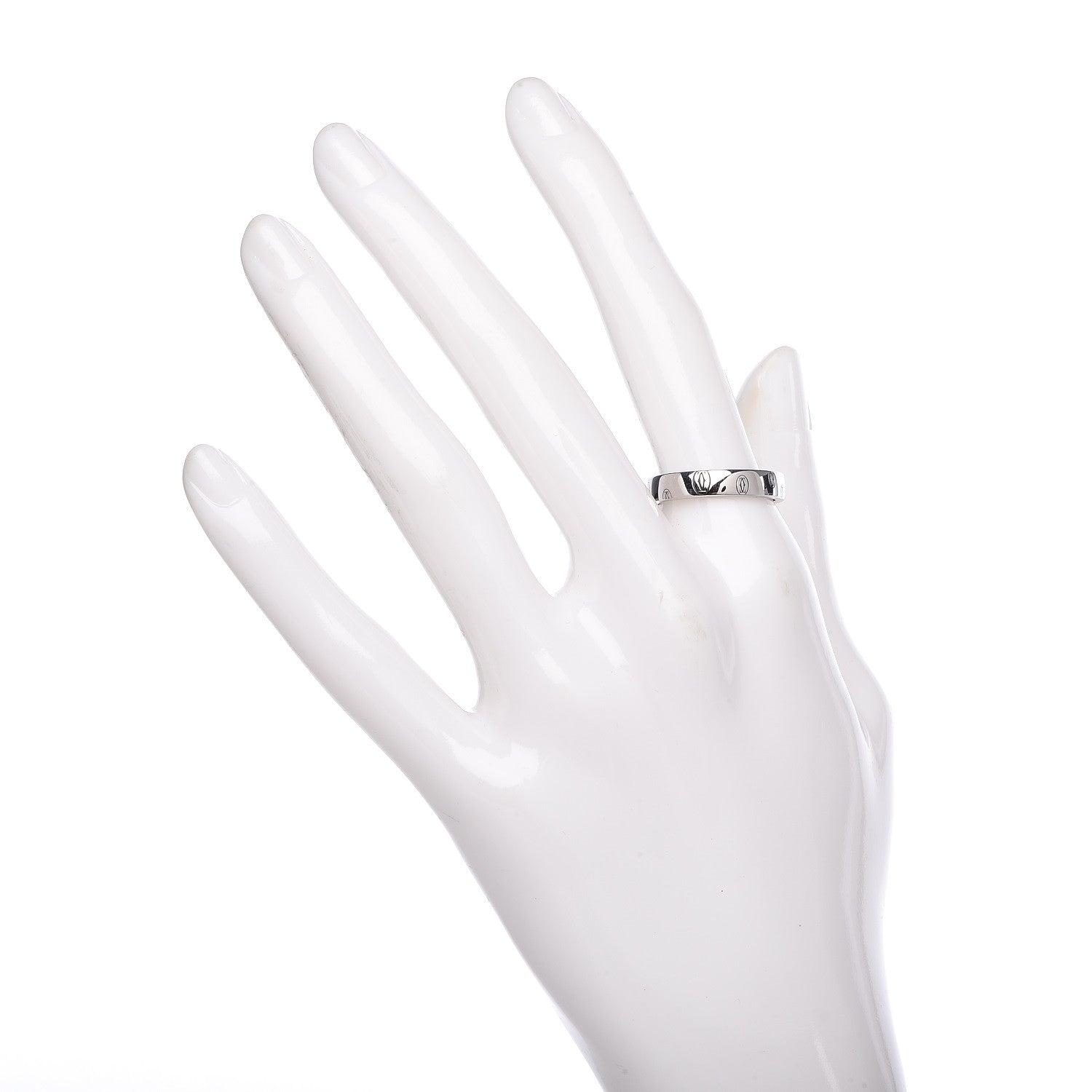 Cartier 18K White Gold 4mm Happy Birthday Band Ring 55 7.25 2 of 4