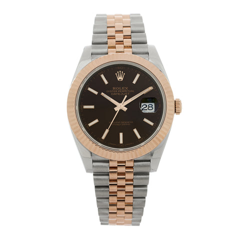 Stainless Steel 18K Everose Gold 41mm Oyster Perpetual Datejust Watch Chocolate 126331