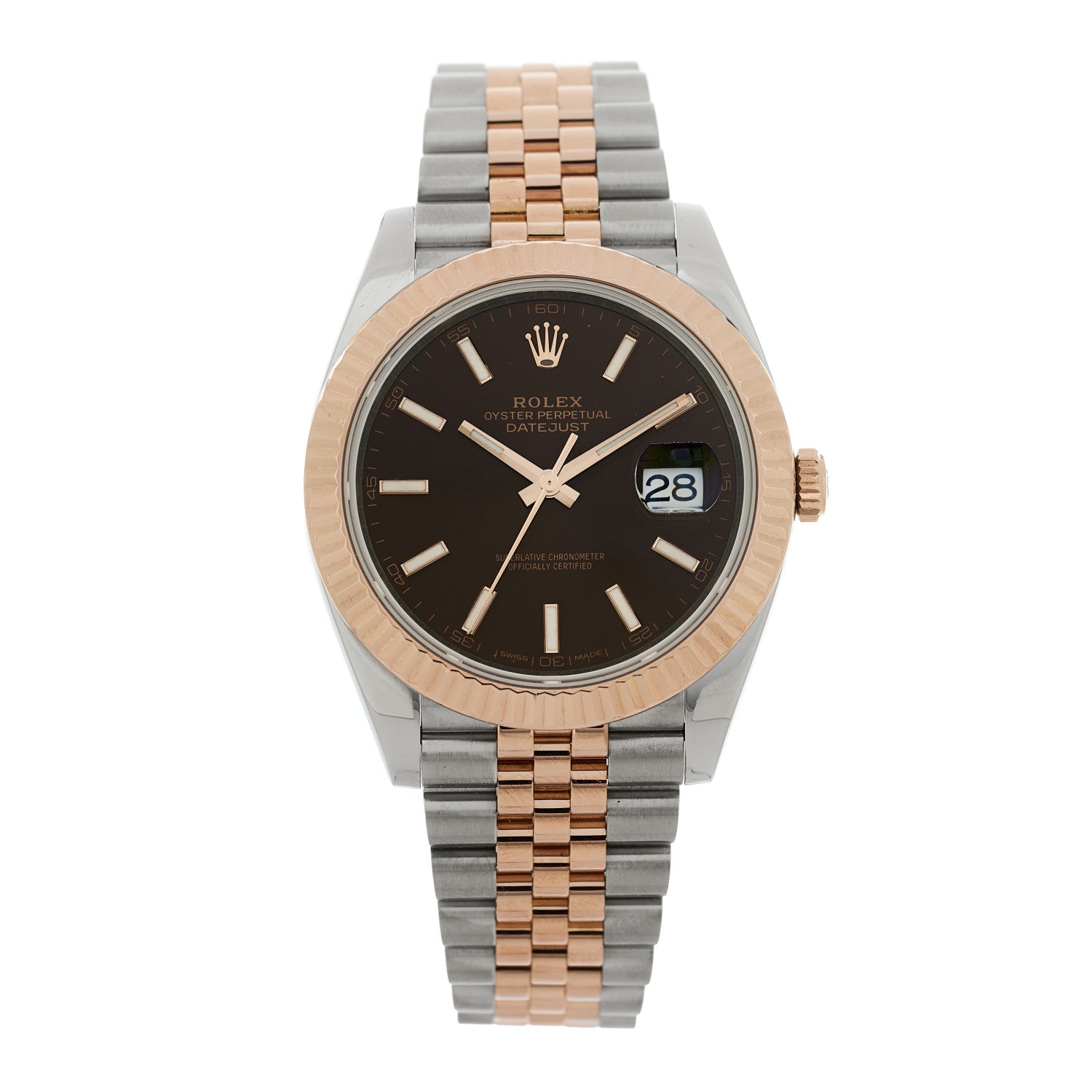 Rolex Stainless Steel 18K Everose Gold 41mm Oyster Perpetual Datejust Watch Chocolate 126331 1 of 5