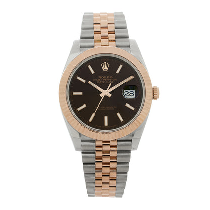 Rolex Stainless Steel 18K Everose Gold 41mm Oyster Perpetual Datejust Watch Chocolate 126331 1 of 5