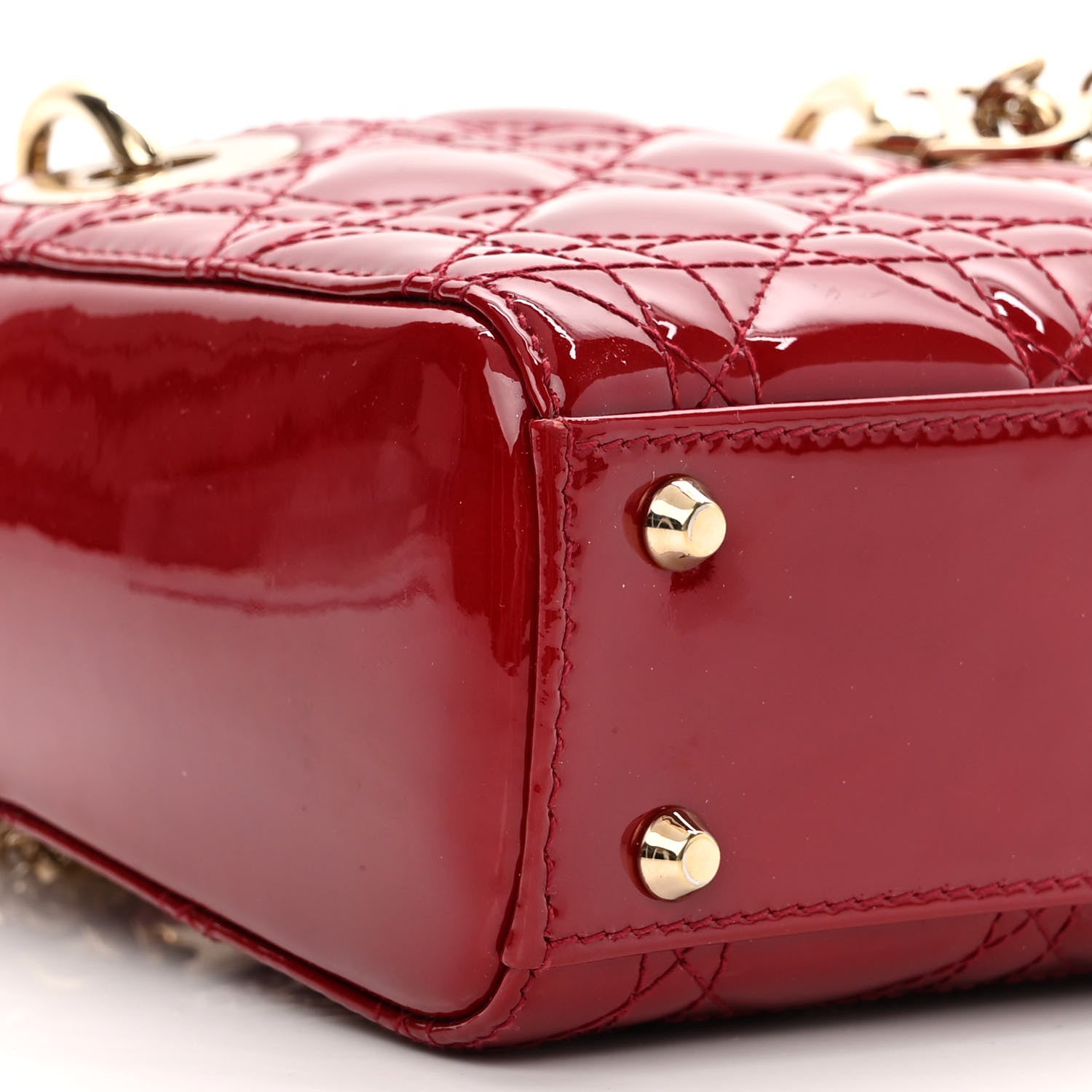 Christian Dior Patent Cannage Mini Lady Dior Red 9 of 10