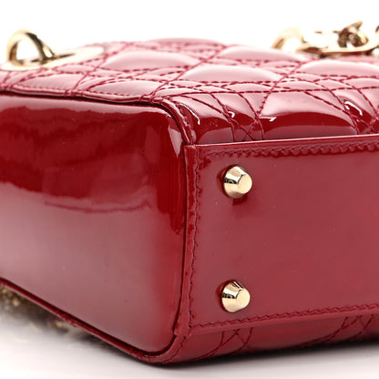 Christian Dior Patent Cannage Mini Lady Dior Red 9 of 10
