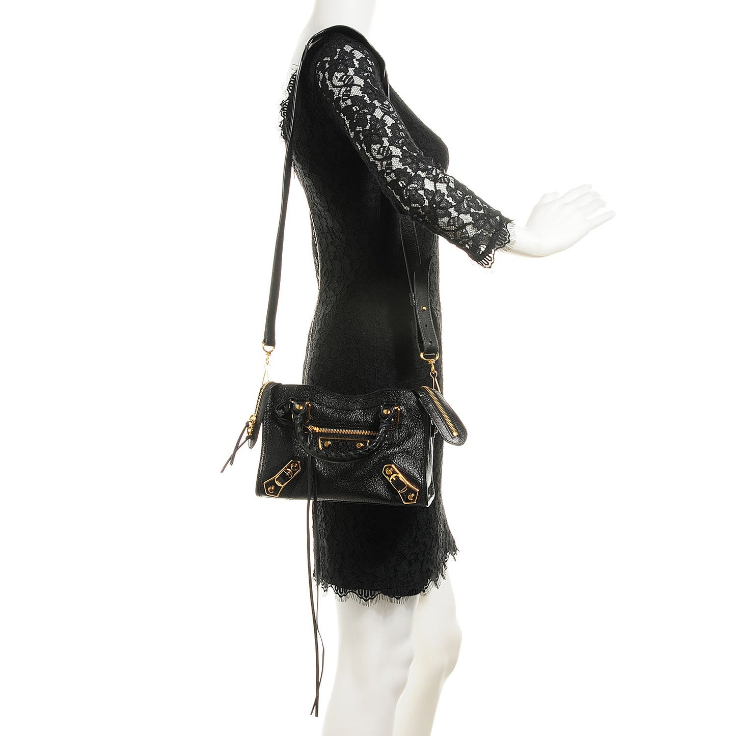 Chevre Gold Metallic Edge Hardware Mini City Black