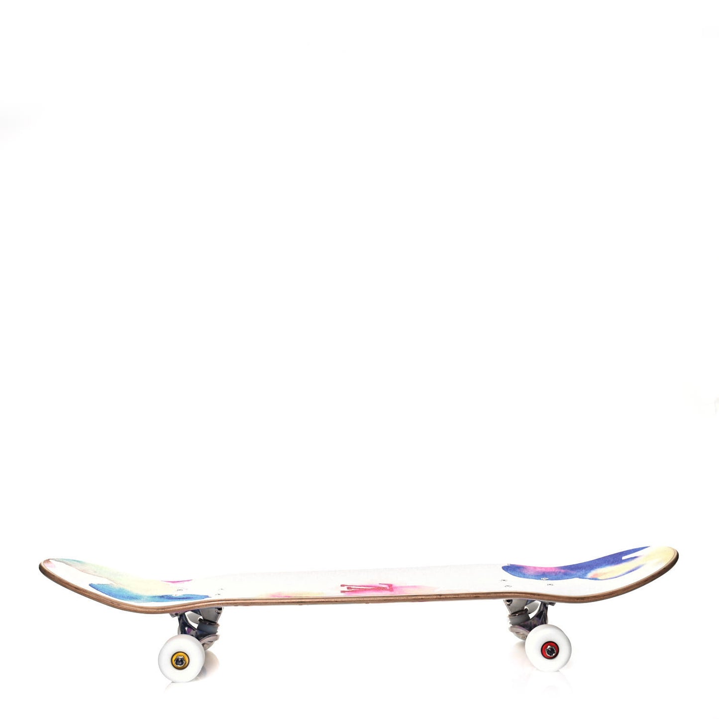 Monogram Watercolor Wood Skateboard Multicolor