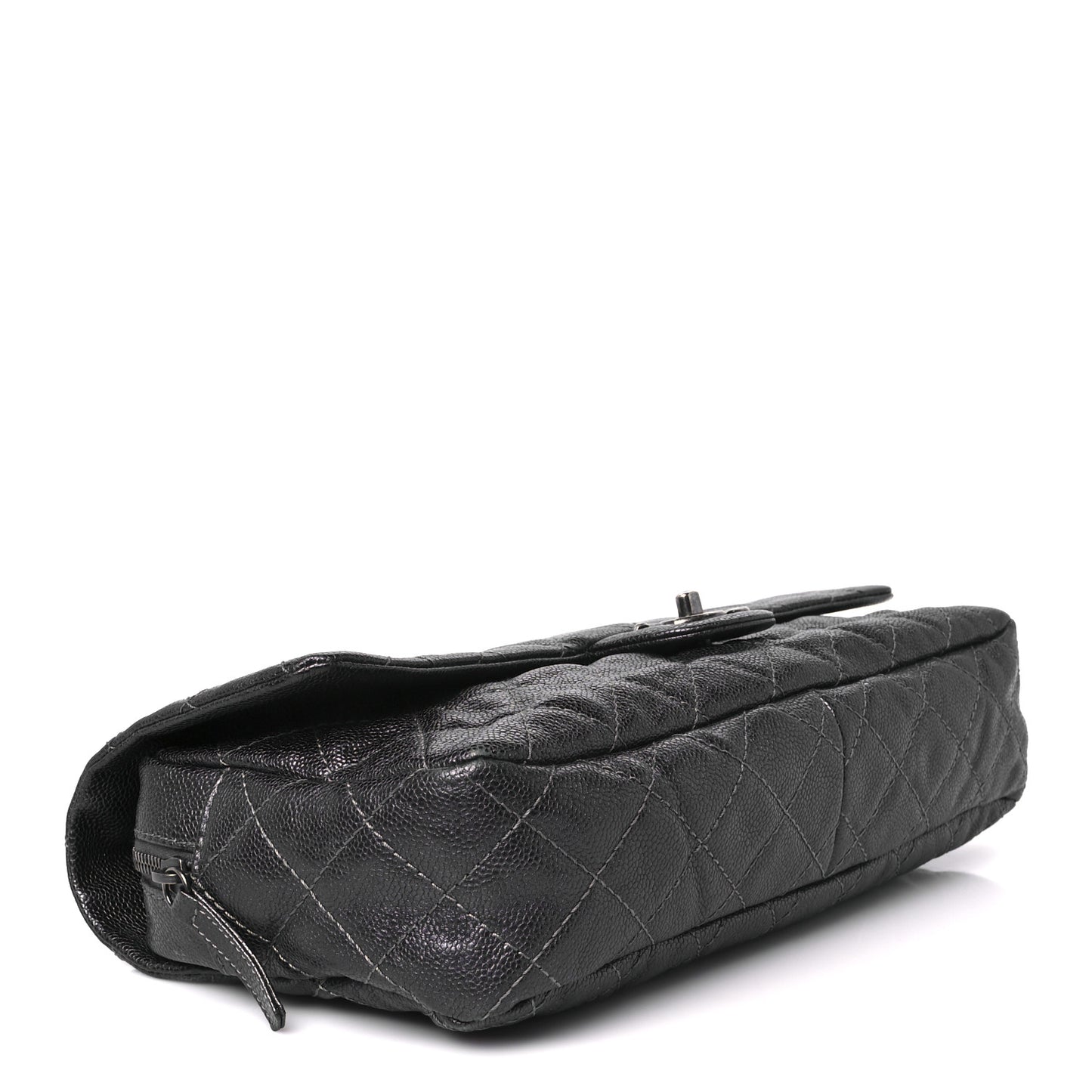 Iridescent Caviar Quilted Jumbo Easy Flap Grey
